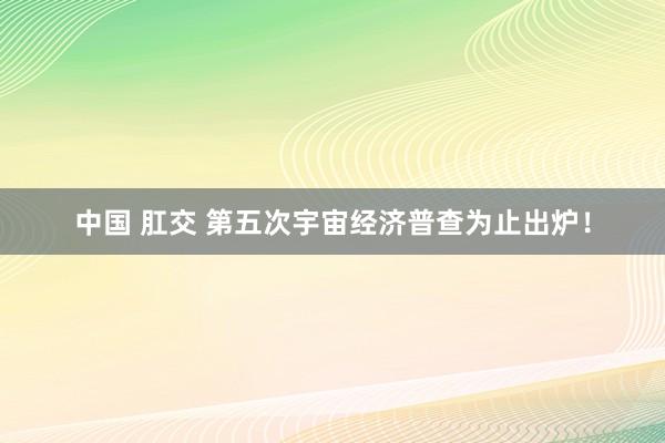 中国 肛交 第五次宇宙经济普查为止出炉！