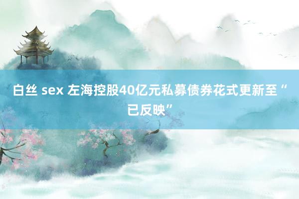 白丝 sex 左海控股40亿元私募债券花式更新至“已反映”