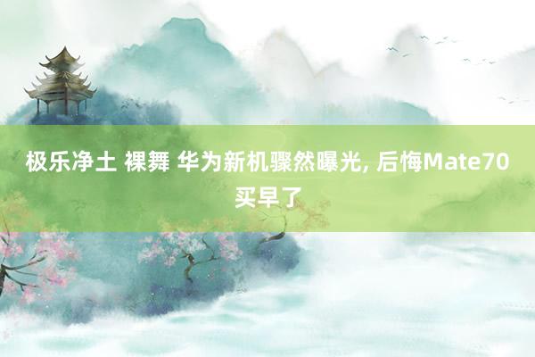 极乐净土 裸舞 华为新机骤然曝光， 后悔Mate70买早了