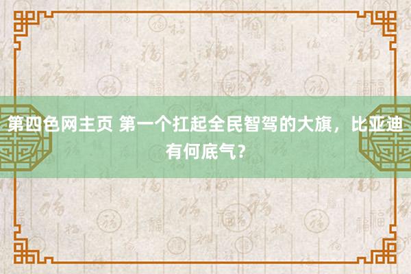 第四色网主页 第一个扛起全民智驾的大旗，比亚迪有何底气？