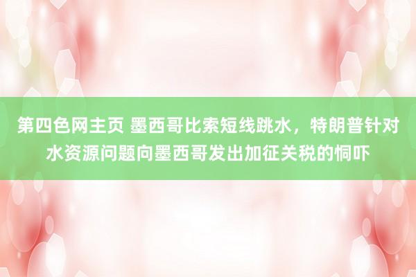 第四色网主页 墨西哥比索短线跳水，特朗普针对水资源问题向墨西哥发出加征关税的恫吓